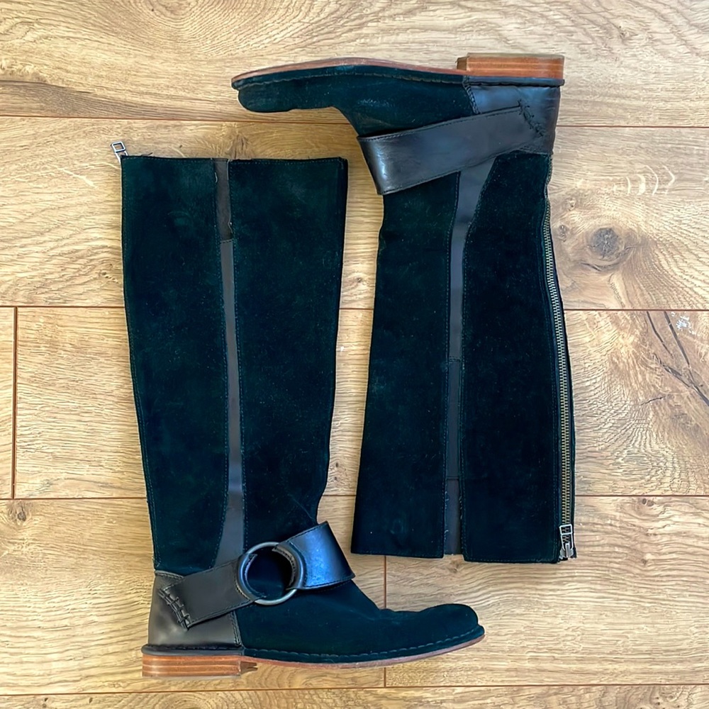 OluKai Black Suede Holo Lio Riding Boot